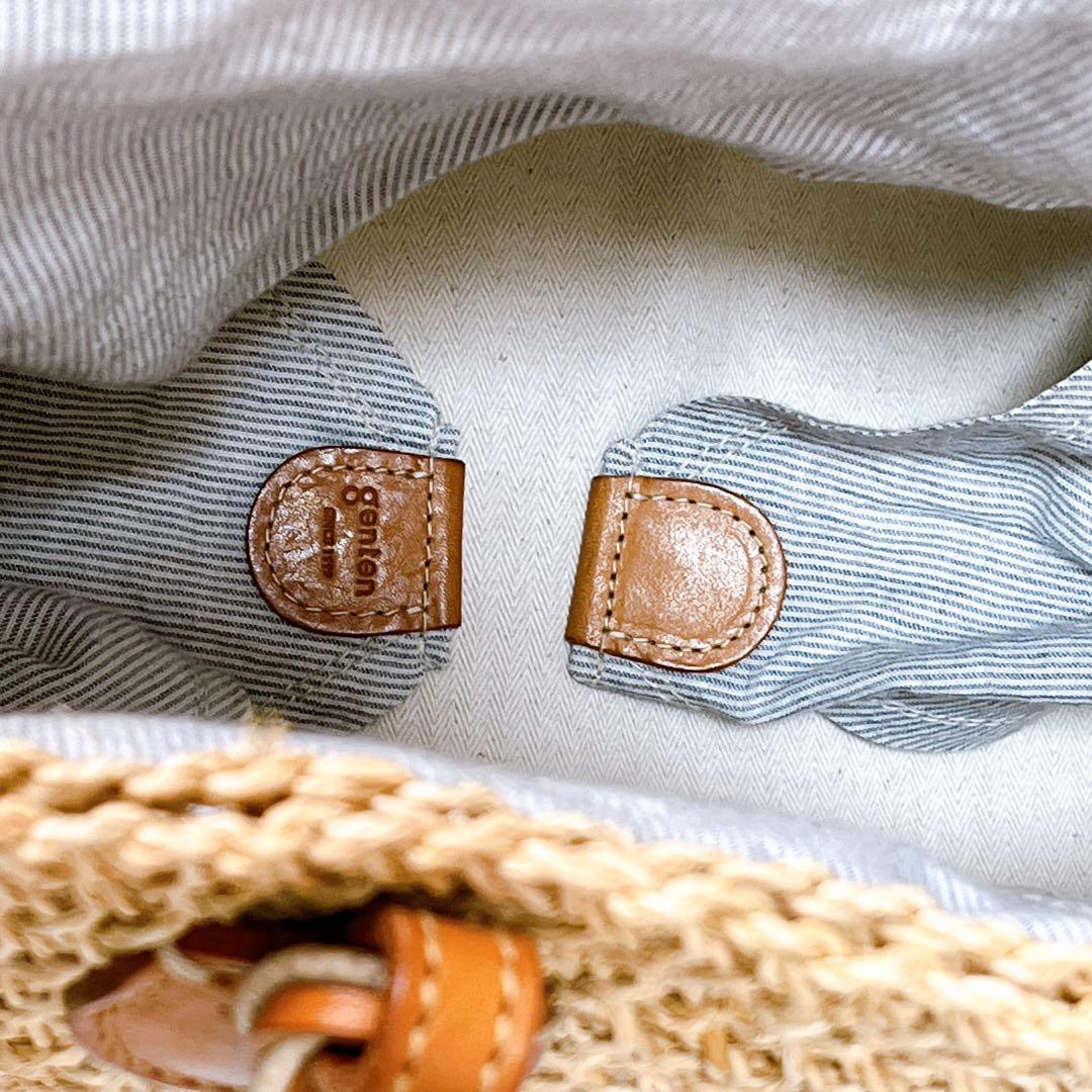 genten ゲンテン】かごバッグ ラッコルタ ラフィア編み レザー 極美品