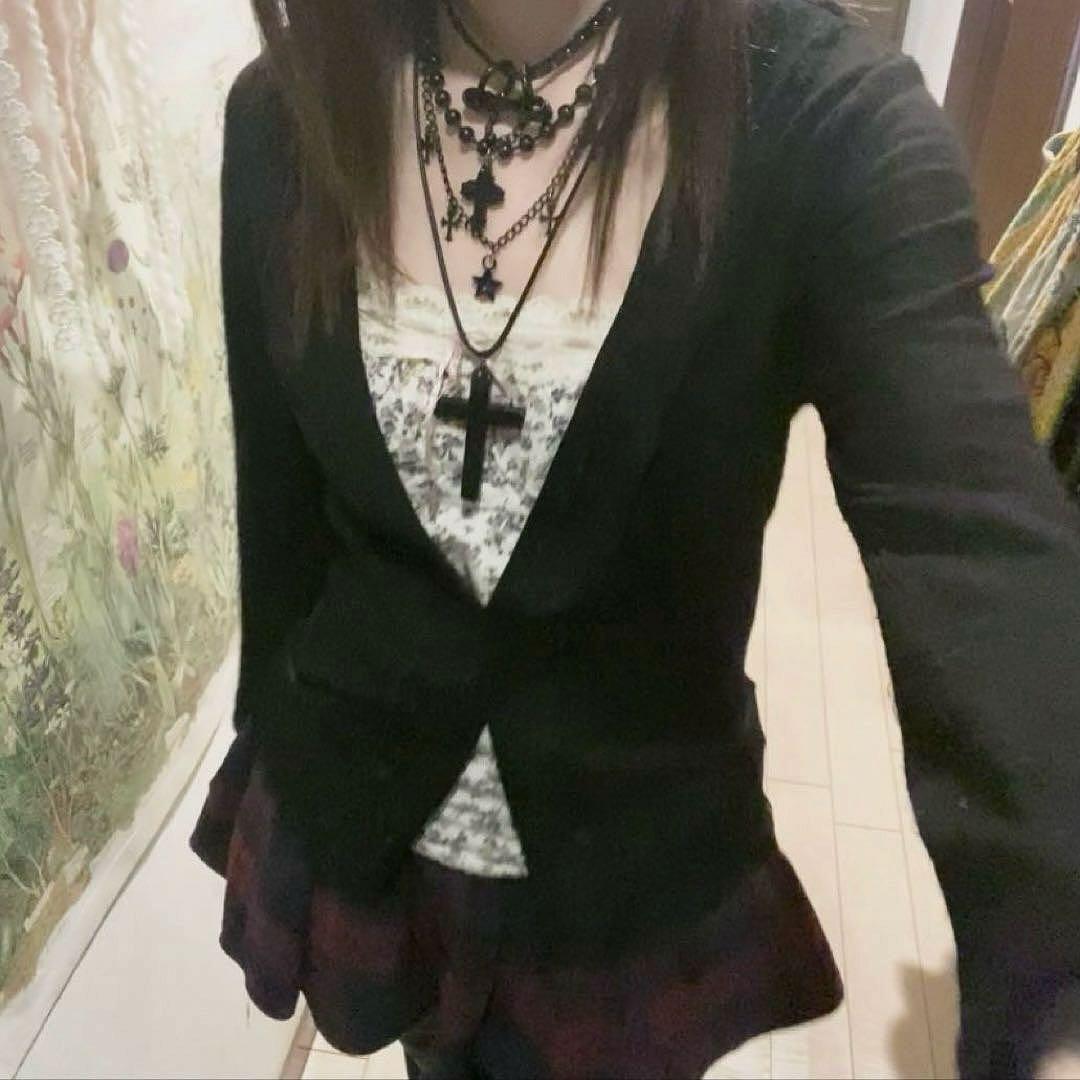 カーディガン ブラック ダークコア フリル レース フェアリーグランジ