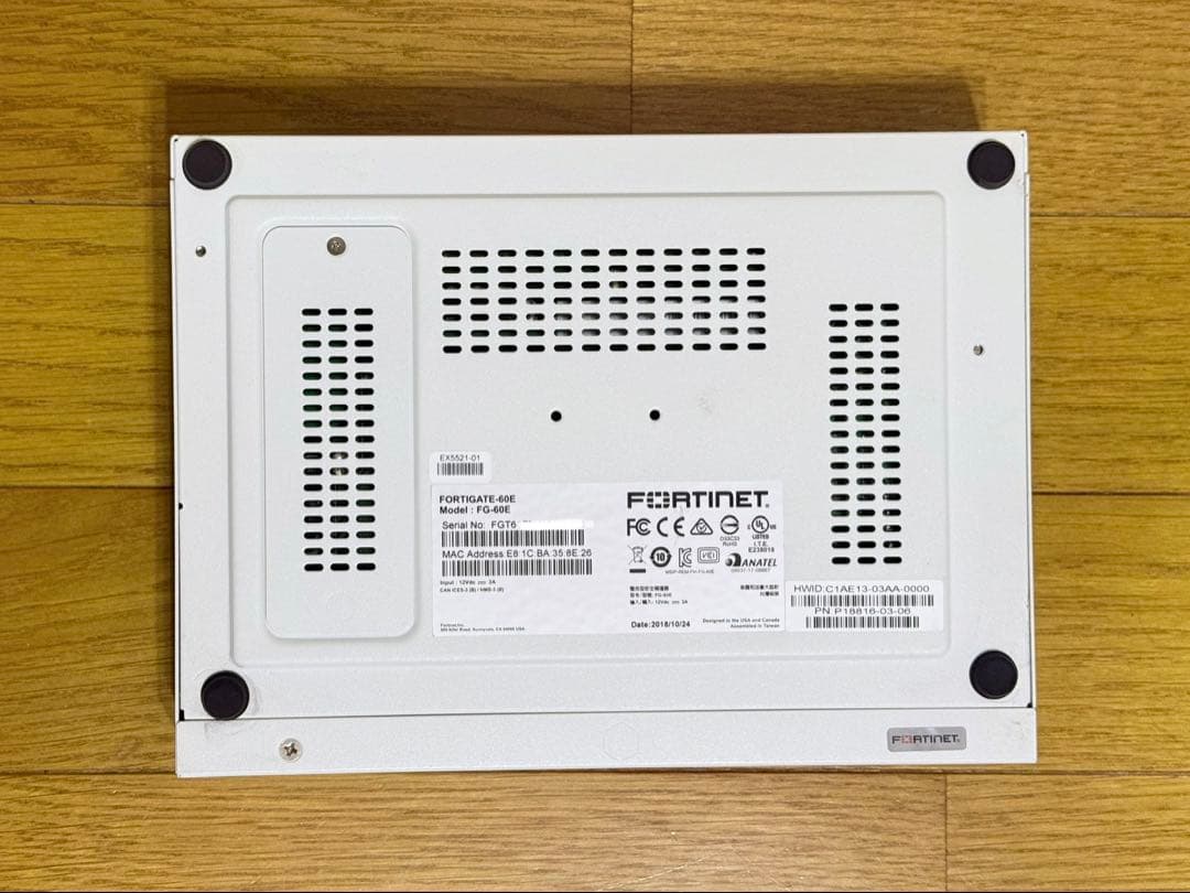 FORTINET FORTIGATE-60E(ライセンス有り) 【v7.4.9】 - メルカリ