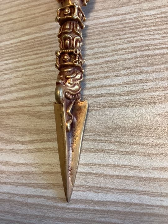 《 チベット密教　新品 》 プルパ　金メッキ　憤怒神　守護神　龍　s64: