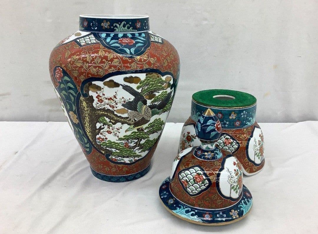 美品 超大型】有田焼 金龍窯 博山作 飾壺 沈降壺 高さ約118cm 銘入り