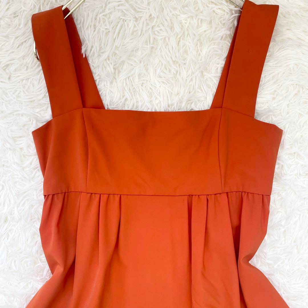 美品✨️フォクシー ひざ丈ワンピース フレア ティアード オレンジ 38