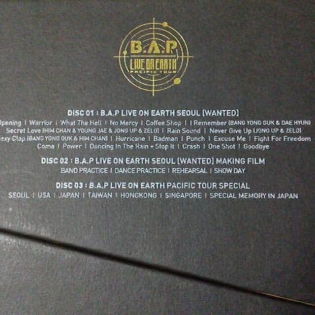B.A.P 3枚組 DVD【日本盤】「LIVE ON ～ 」【日本語字幕付き】②