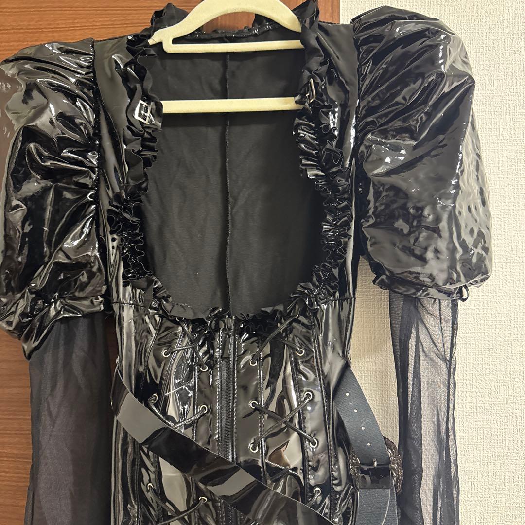 ゴスロリ 伯爵夫人 ゴシックエナメルマーメイドワンピース ブラック