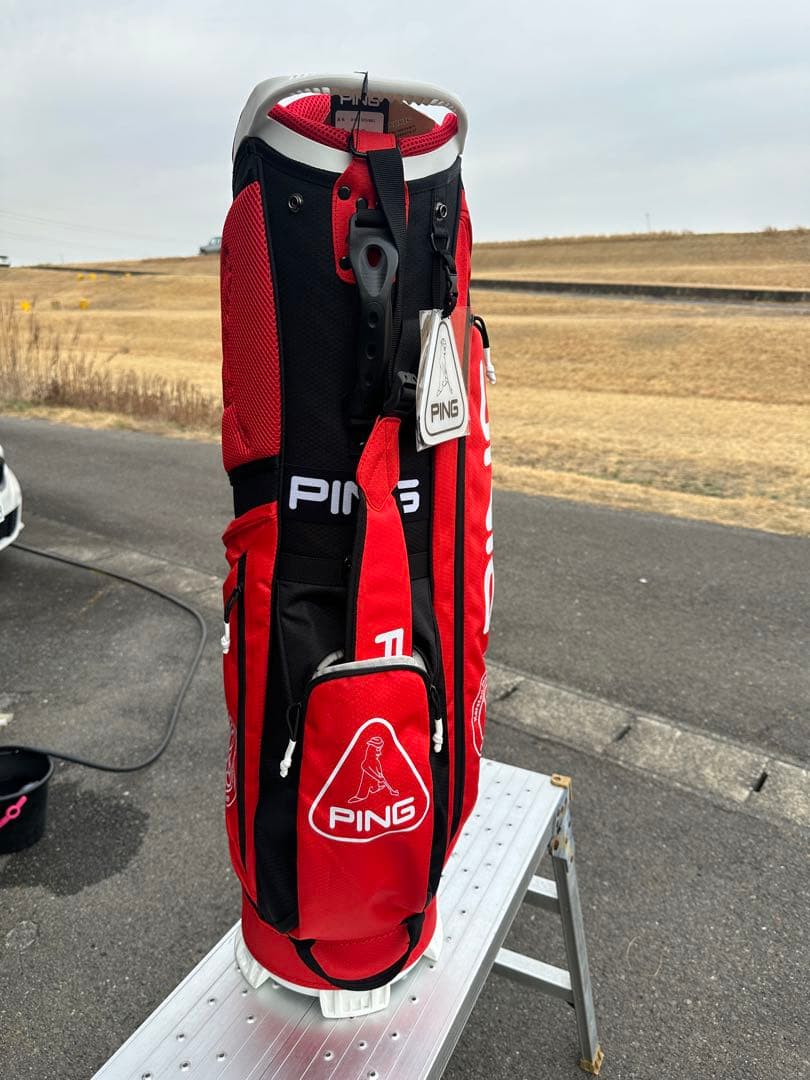 新品未使用PING キャディバッグ 赤黒 - メルカリ