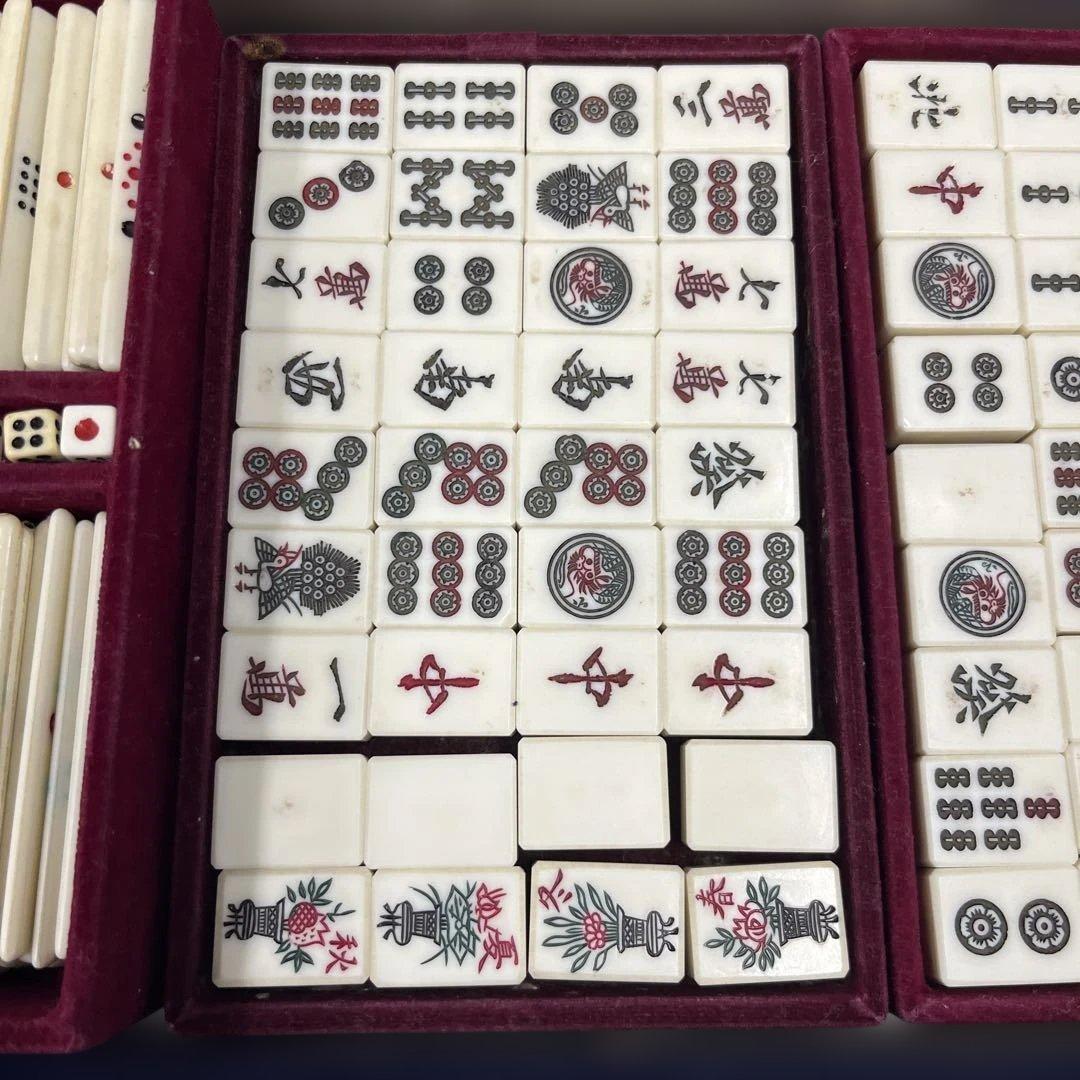麻雀セット アンティーク ゲーム 麻雀 牌 グッズ 道具 昭和 レトロ