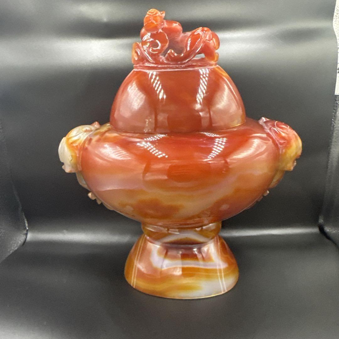 中国美術　置物　瑪瑙　メノウ　香炉 赤瑪瑙 Yahoo!オークション -「瑪瑙 香炉」(美術品) の落札相場・落札価格