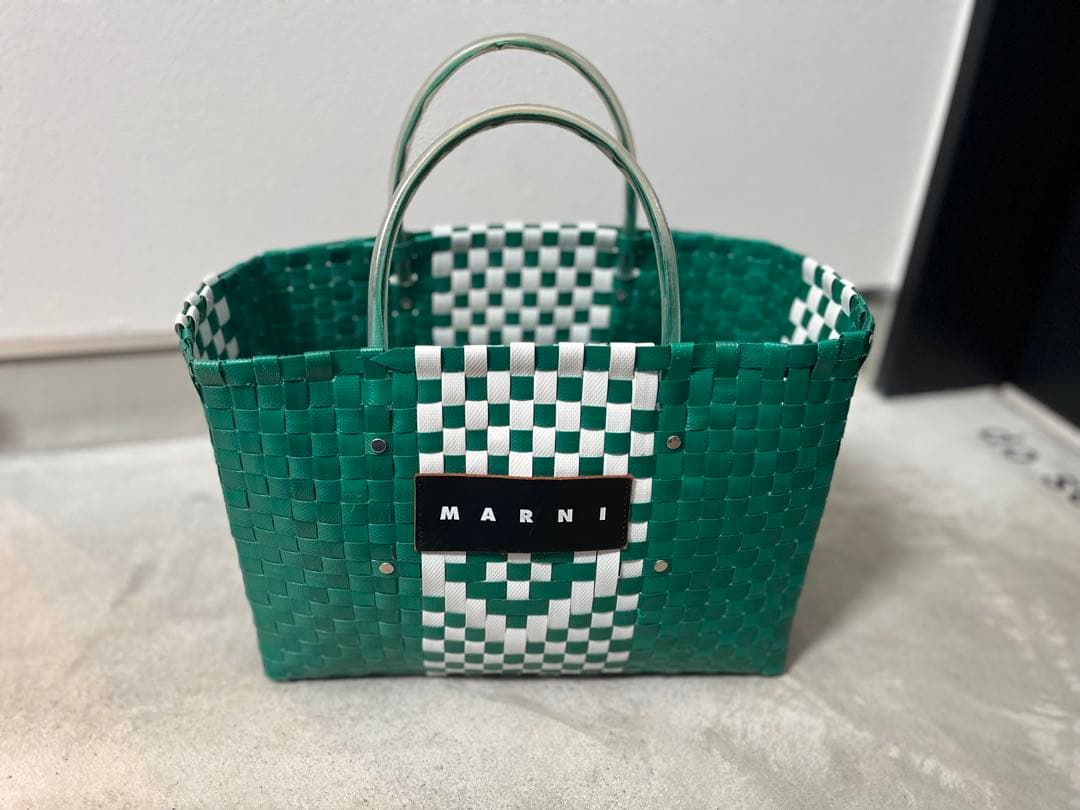 MARNI チェック柄 かごバッグ グリーン マルニ MARNI キッズ かごバッグ ハンドバッグ レディース グリーン