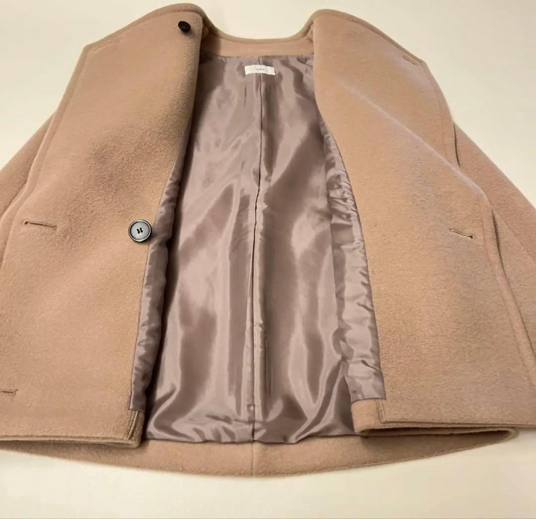 スタンドカラーショートコートsuper140 ウール IENA コート ベージュ