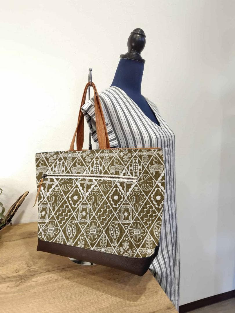 【まゆみ様】メオーダーサイズミナペルホネン　シンフォニートート ミナペルホネン シンフォニー[グリーン]とキャンバス トートバッグ