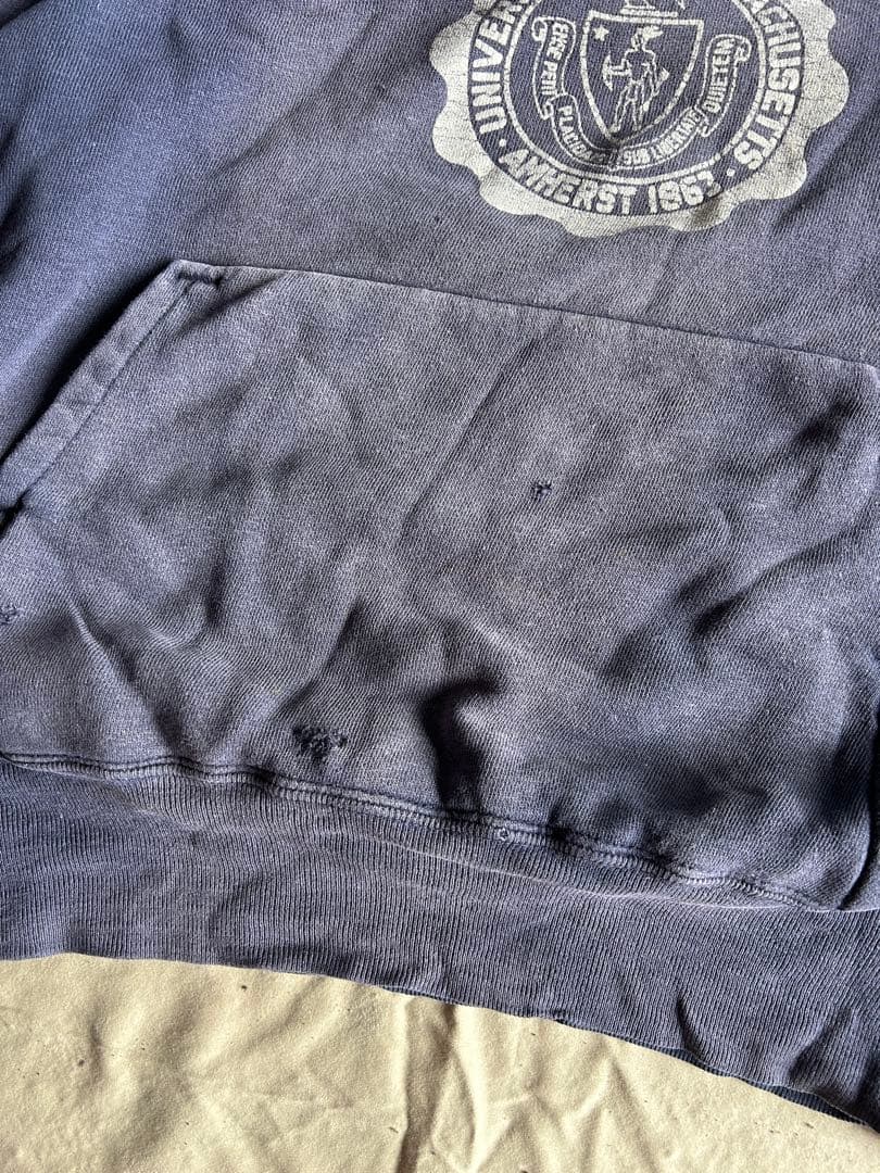 50s 60s ビンテージスウェットパーカー フェード ナス紺 ネイビー