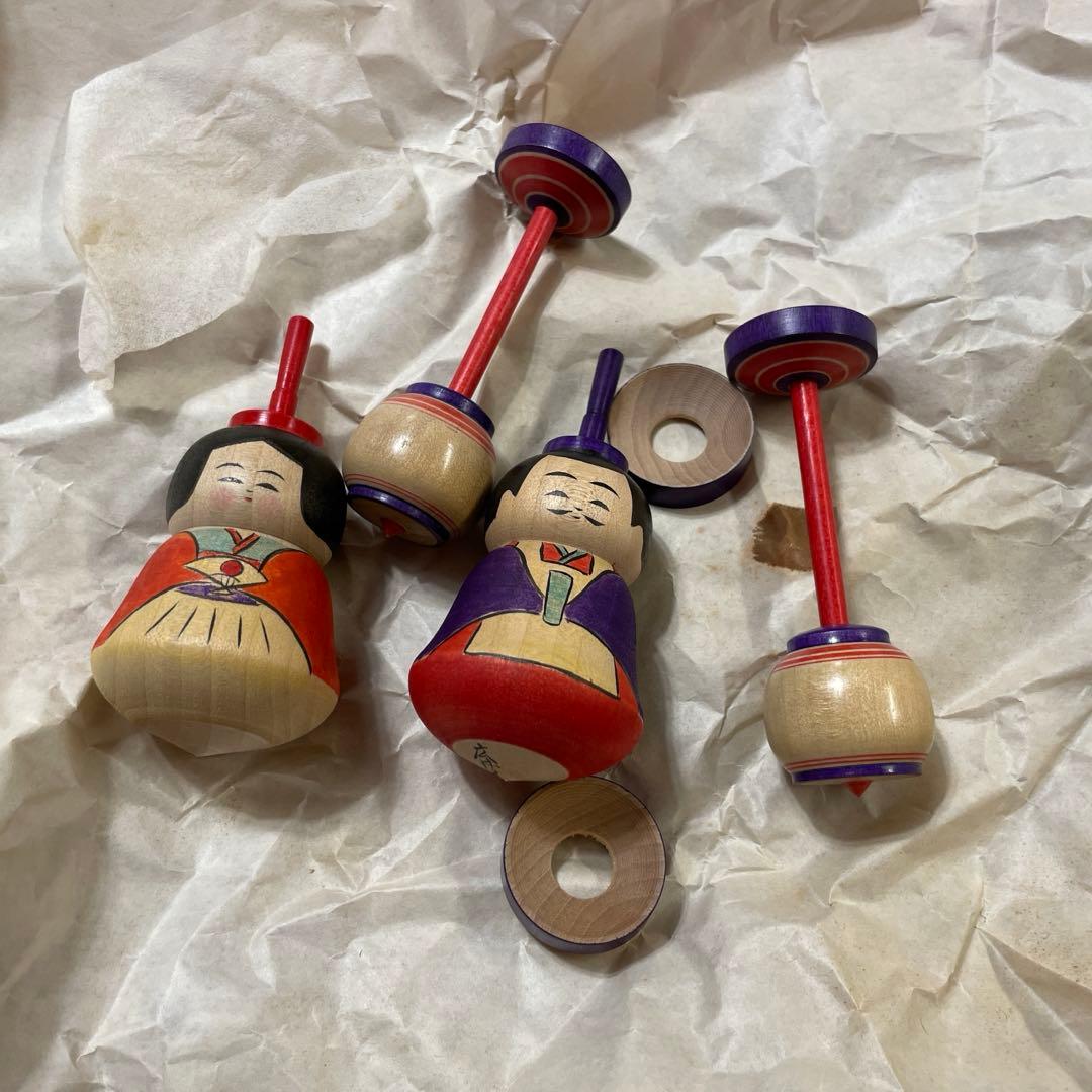 江戸独楽　こま　広井道顕　こけし ✒︎〈こまあそび展2〉より 江戸独楽・広井政昭／追っかけ独楽 兎と亀