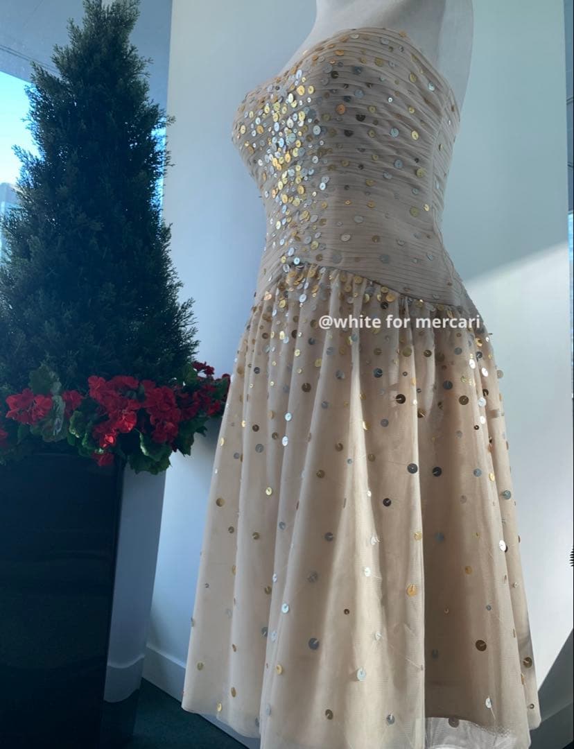 米国百貨店購入 定価7万4 きらきら装飾チュールワンピース