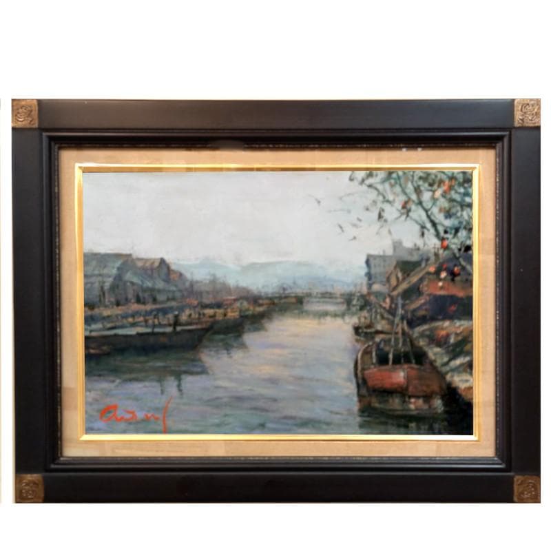 ☆ 佐藤あつ子 ☆「雨の小樽運河」油絵　P６号 佐藤あつ子 『白樺並木』 油彩画 - 北海道画廊