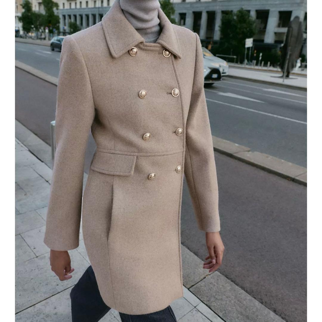 ZARAウール混紡ショート丈ダブルブレストコート Mサイズ 新品 - メルカリ