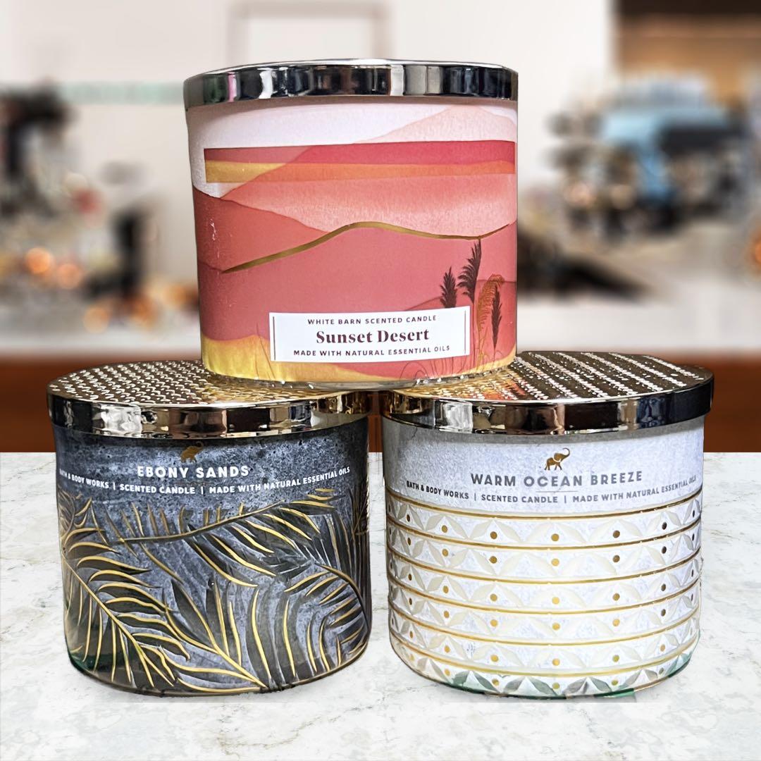 キャンドル BATH&BODYWORKS Candle(3set) バス&ボディワークス マホガニーチークウッド インテンス 3本芯