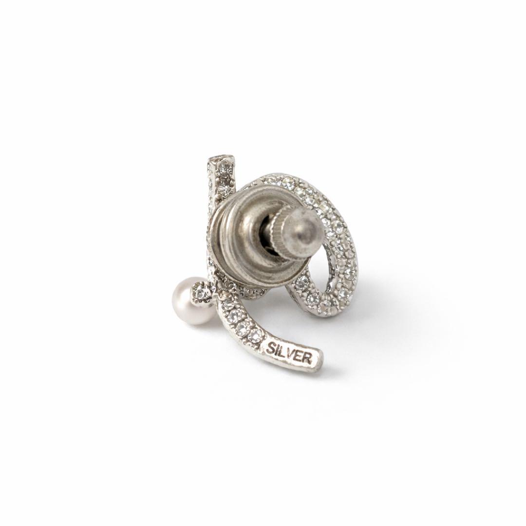 TASAKI イニシャル パール ピンブローチ SILVER 田崎真珠 刻印あり