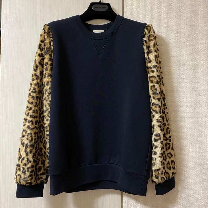 DRIES VAN NOTEN ネイビー レオパードファースウェット ヒョウ柄