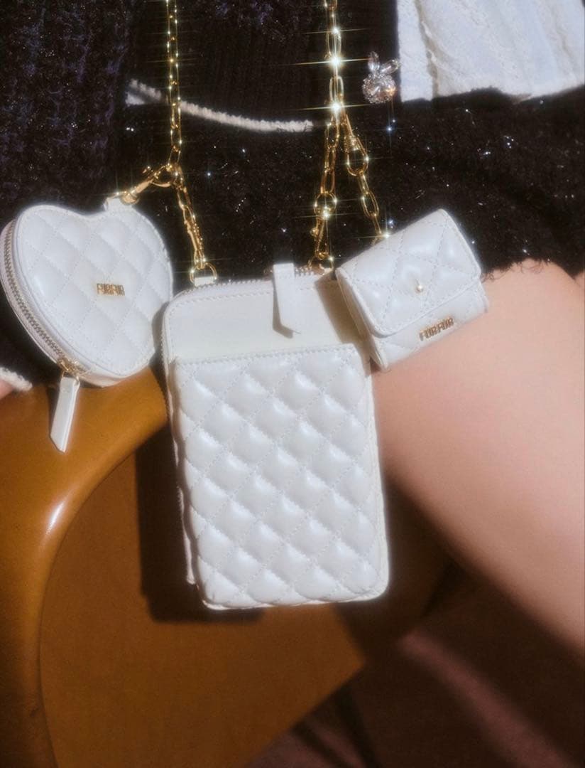 FURFUR キルティング3SETマルチショルダー WHT フォンホルダー 白