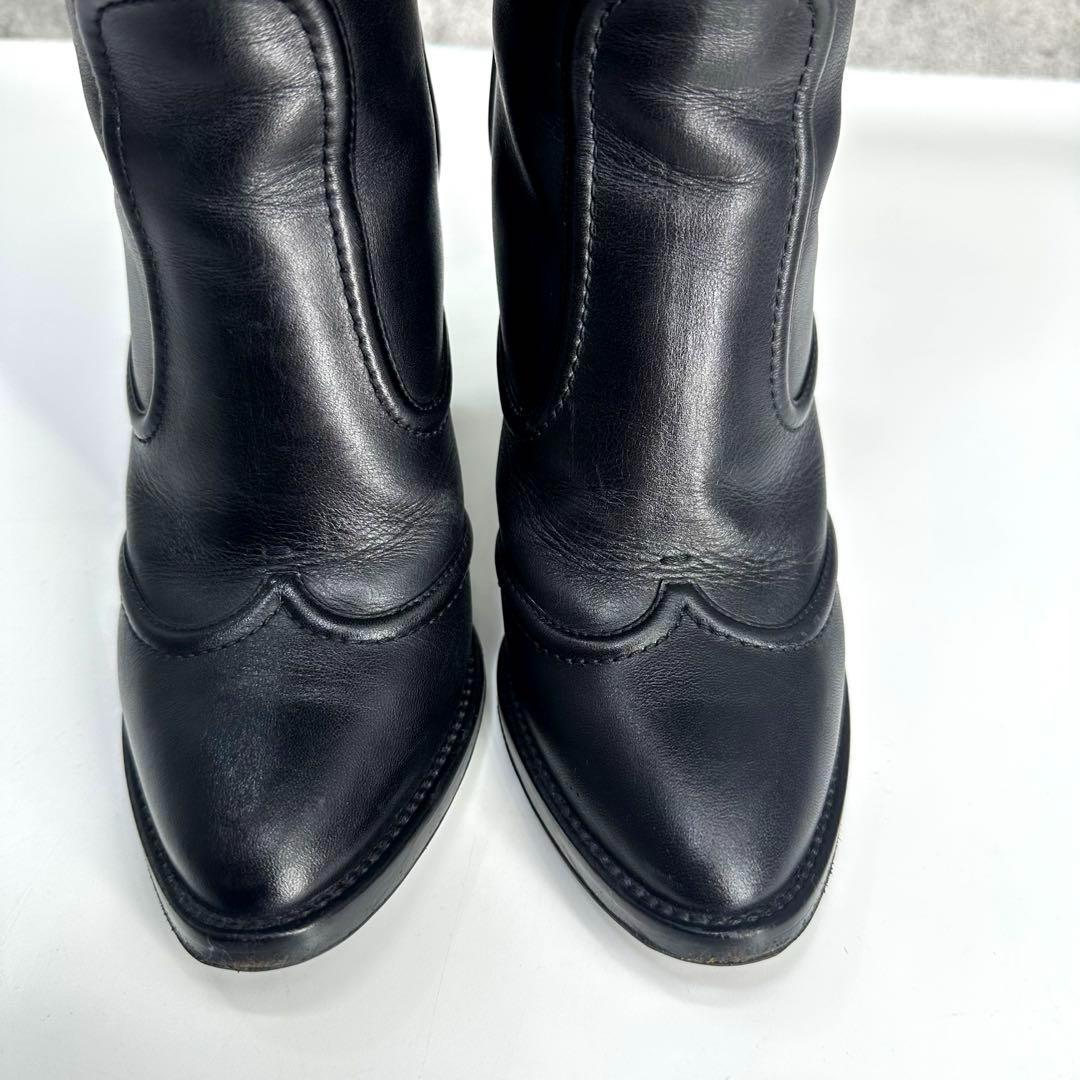 美品★ルイヴィトン ロングブーツ レザー　LVゴールド金具 ロゴ 22.5cm