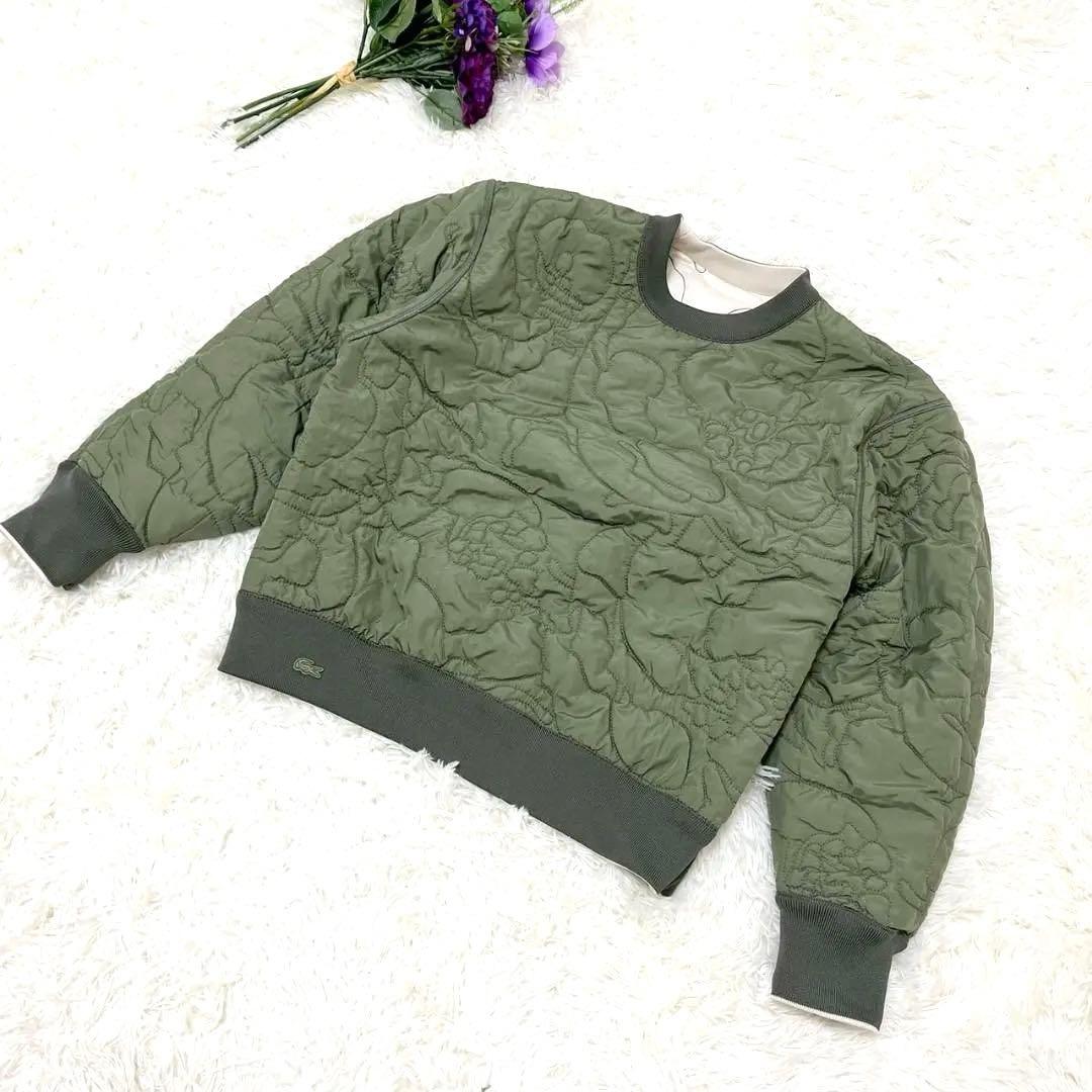 レア LACOSTE リバーシブル スウェット キルティング ワニロゴ ゆるだぼ キルティングワニロゴパッチニットセーター AH0813 - ラコステ