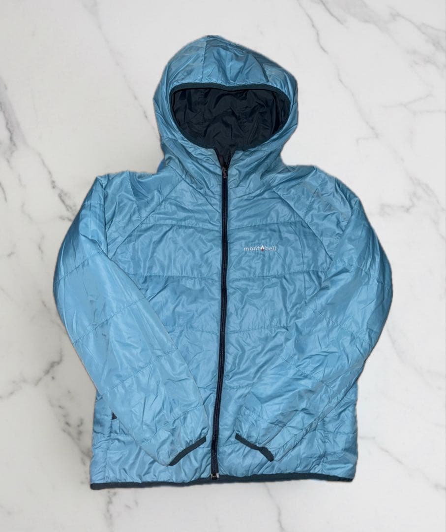 m*u様 mont-bellダウンジャケット 水色 短丈 リバーシブル おーた