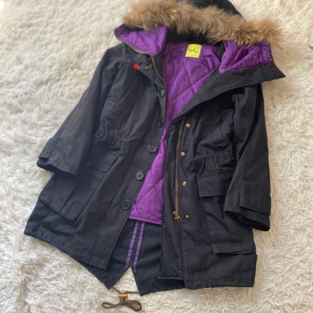 Paul Smitモッズコート ブラック ライナーフード紫 M ユニセックス