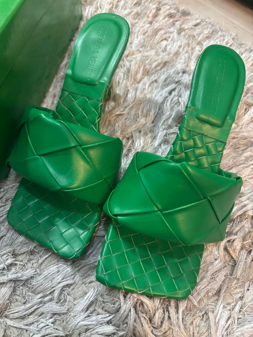Bottega Veneta グリーンヒールサンダル 23.0cm - メルカリ