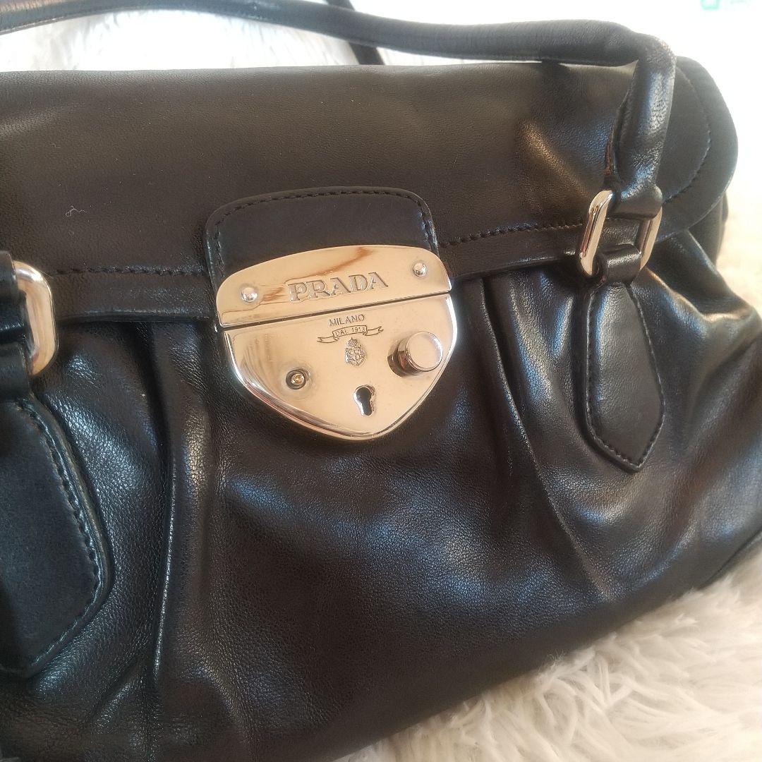 プラダ PRADA ハンドバッグ フリンジ ブラック レザー黒Y2K