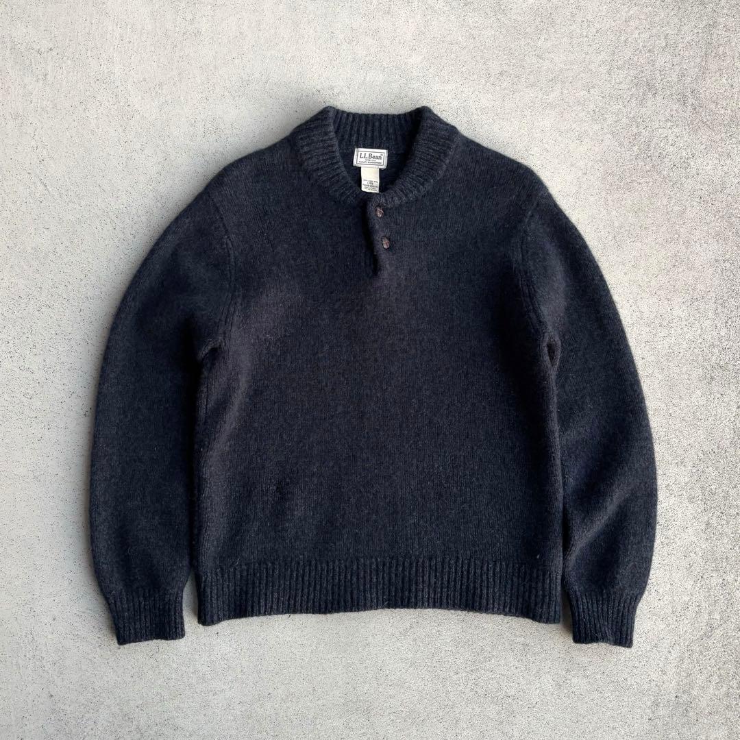 上質 90s 00s エルエルビーン古着 ヘンリーネック ウールニット ネイビー 中古・古着通販】L.L.Bean (エルエルビーン) ヘンリーネックニット