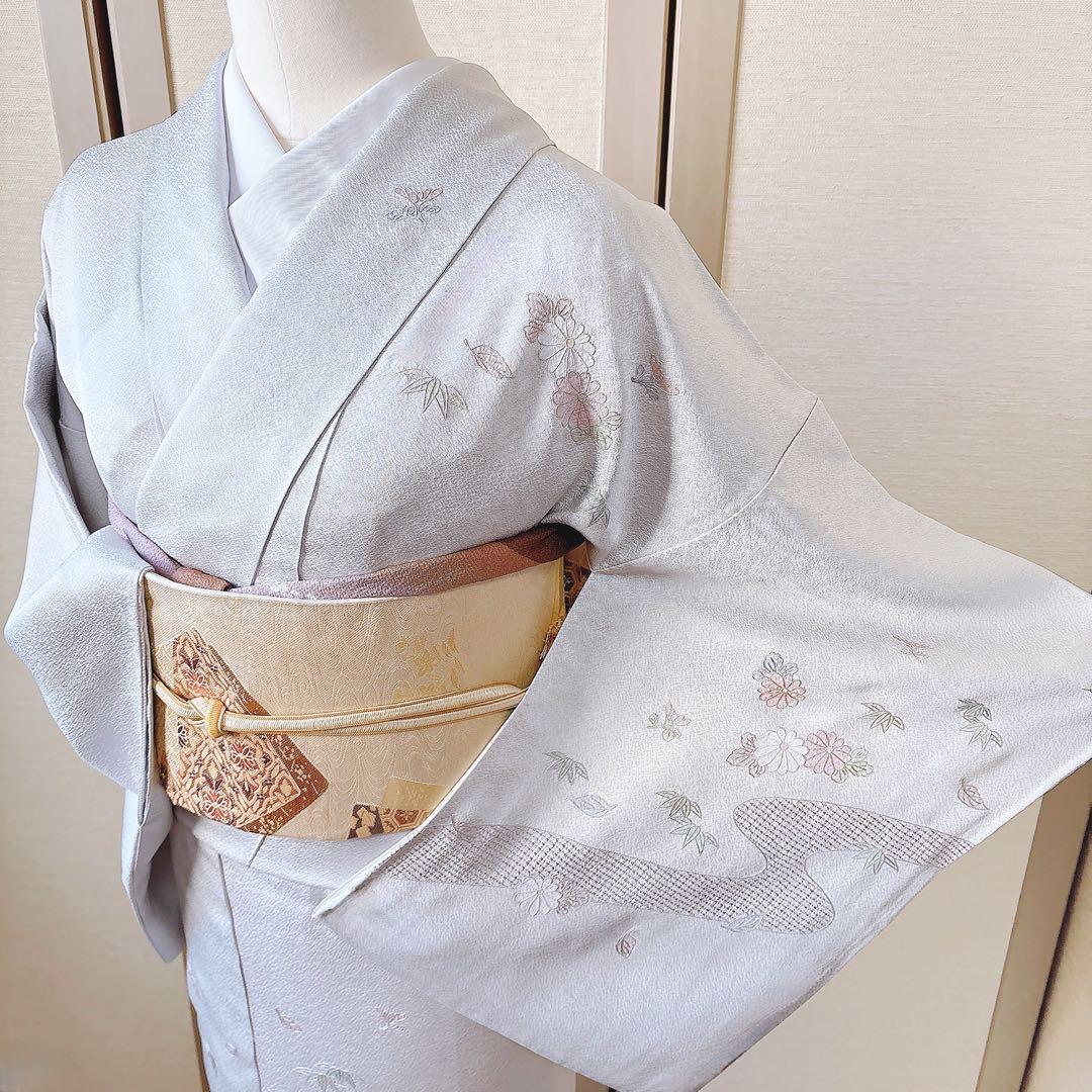 訪問着 フルセット 裄65 スワトウ 卒業式 入学式 M S 袋帯 水色 グレー