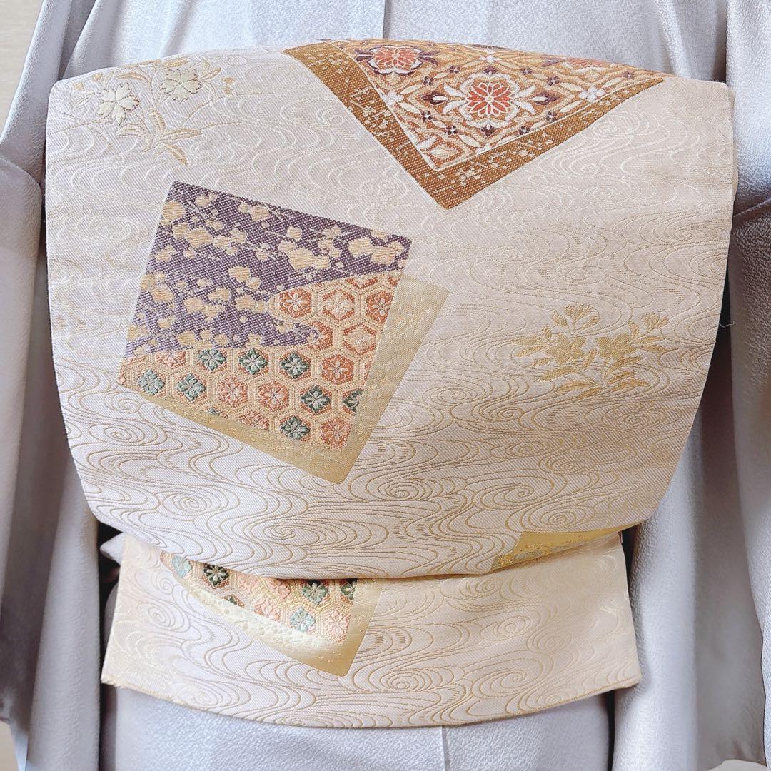 訪問着 フルセット 裄65 スワトウ 卒業式 入学式 M S 袋帯 水色 グレー