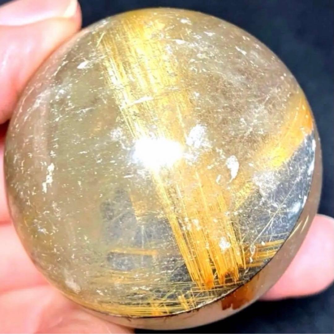 45mm ゴールドルチルクォーツ 丸玉 スフィア 金針水晶