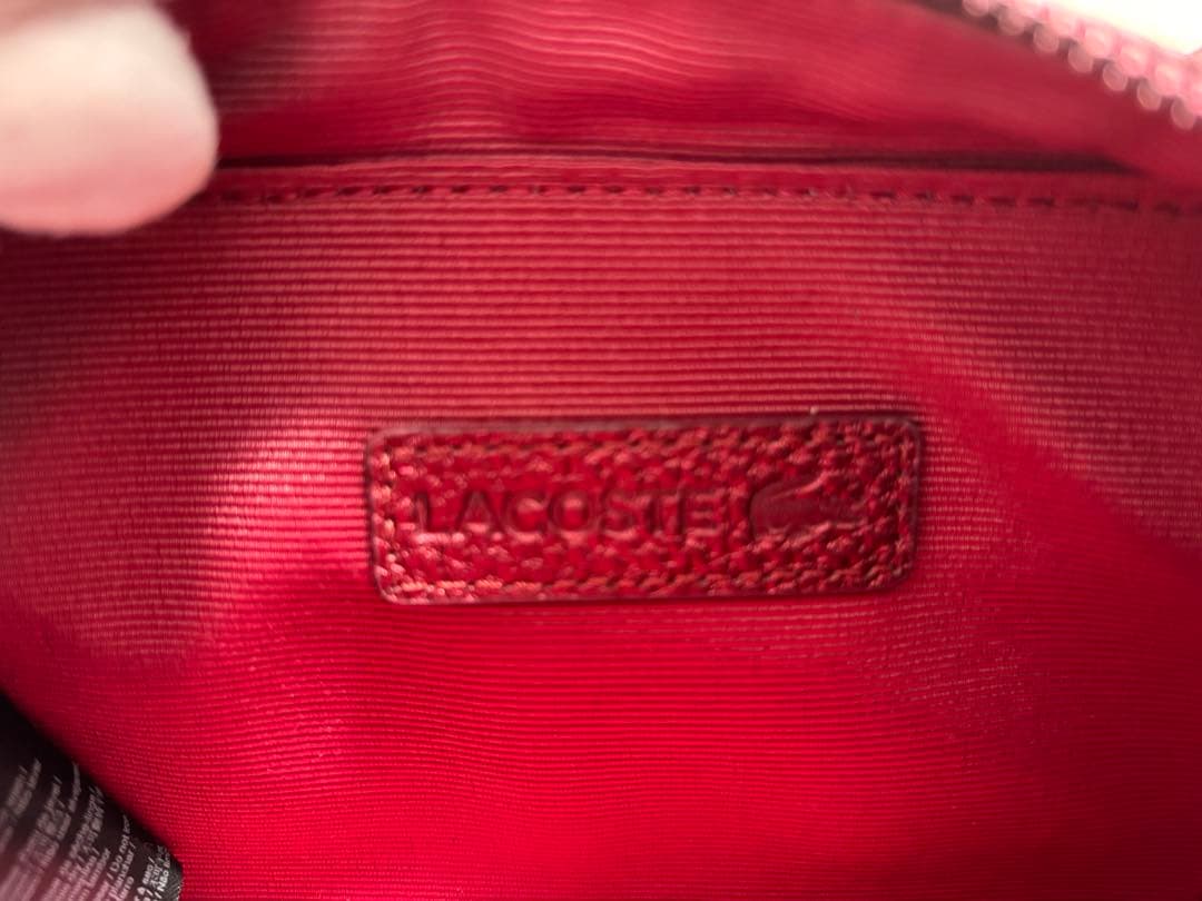 極美品】ラコステ 赤 メタリックカラー レザー ボディバック - メルカリ