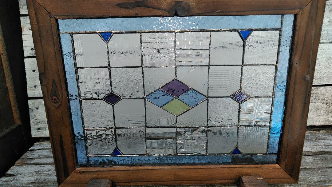 ステンドグラス「菱形ブルー枠」の通販｜thasniri.com