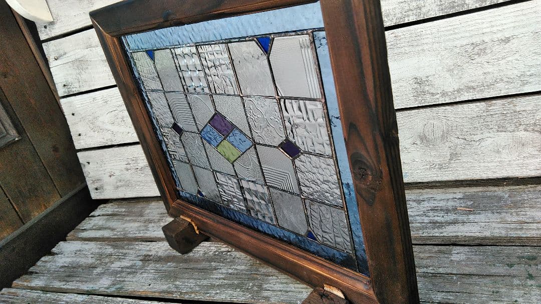 ステンドグラス「菱形ブルー枠」の通販｜thasniri.com