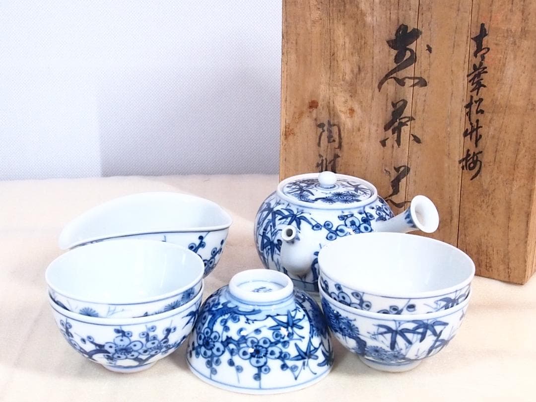 【未使用】京焼/清水焼 平安光抱 青葉松竹梅 茶器揃5客 陶雅堂 湯吞茶碗/急須 未使用】京焼/清水焼 平安光抱 青葉松竹梅 茶器揃5客 陶雅堂 湯