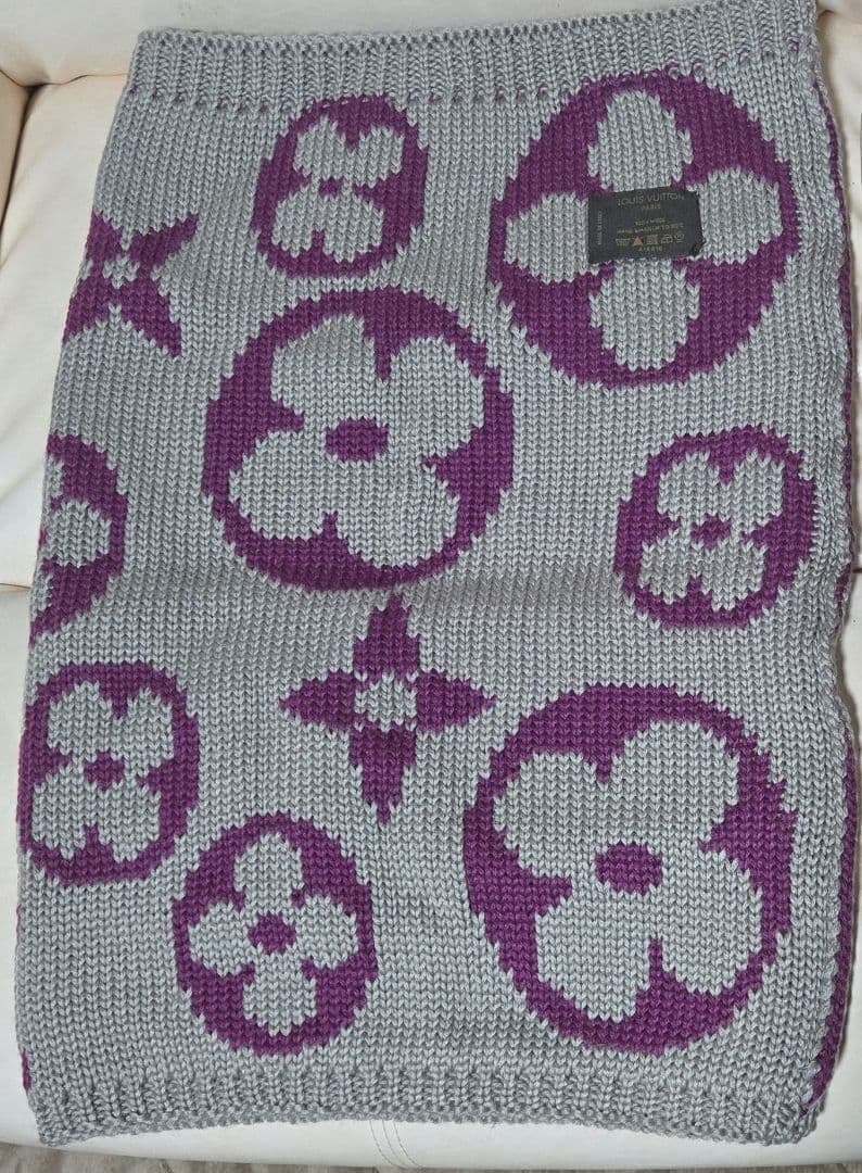 【スマイル】LOUIS VUITTON ウール ネックウォーマー LOUIS VUITTON ルイヴィトン スヌードグランフロア モノグラム ニット