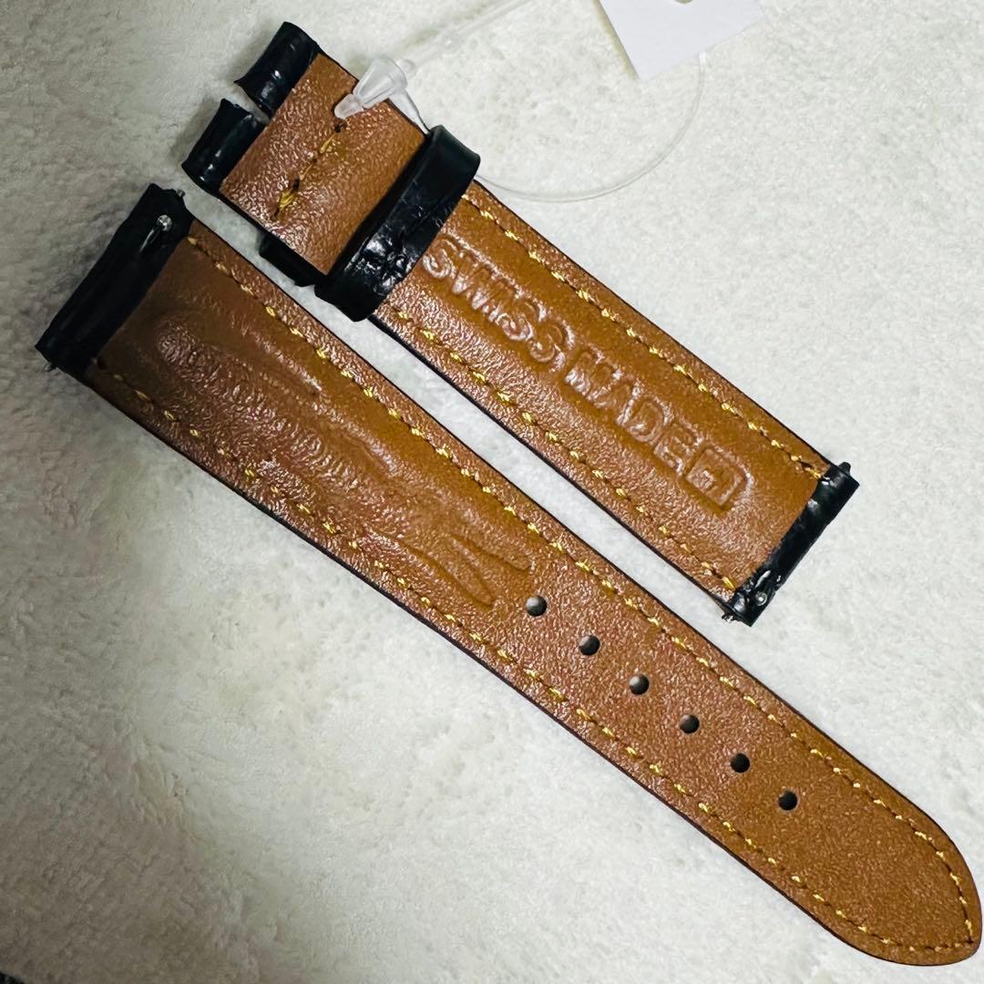 1005#18mm-16mmブラック☆本物クロコダイル腕時計用ベルト☆スイス製