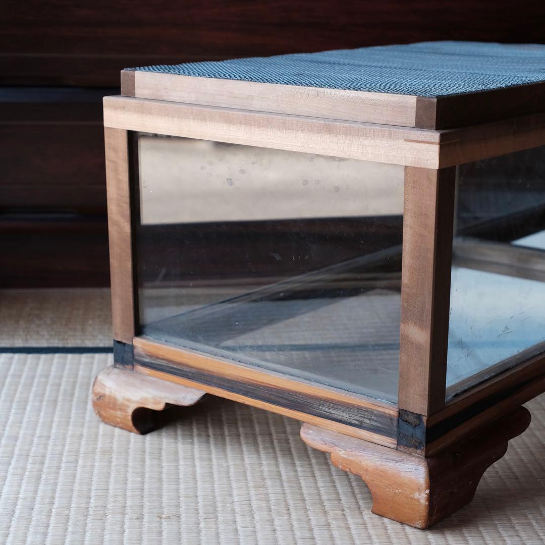 古道具 木製 木枠 ガラスケース 飼育ケース ケージ 小動物 爬虫類 昆虫