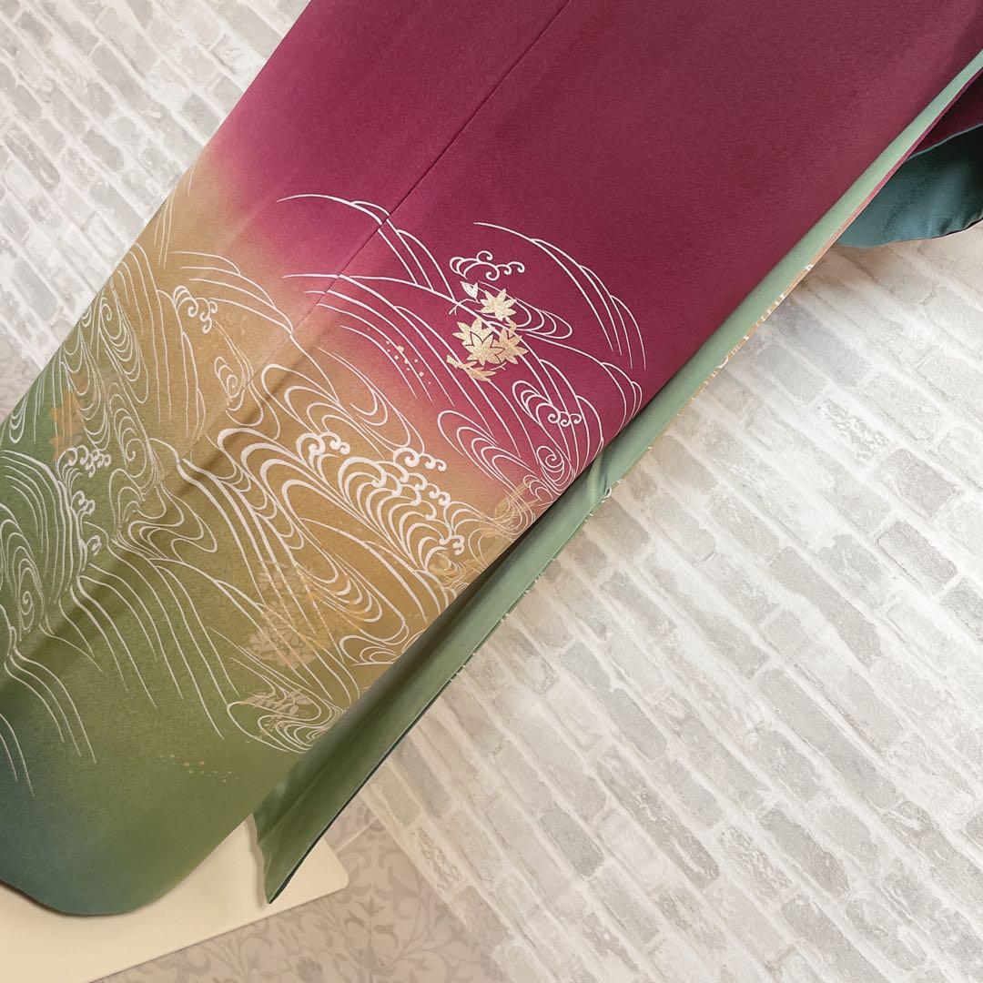 訪問着 フルセット 鳳凰 房亀 荒波 花丸紋 金彩加工 鮮やか 躍動的