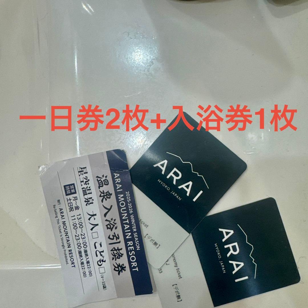 ARAI SNOW RESORTエコノミー1日券2枚 - メルカリ