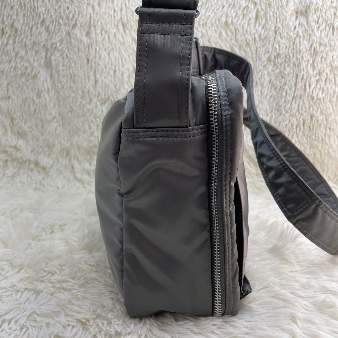 極美品】ポーター タンカー ショルダーバッグ ダブルジップ シルバー