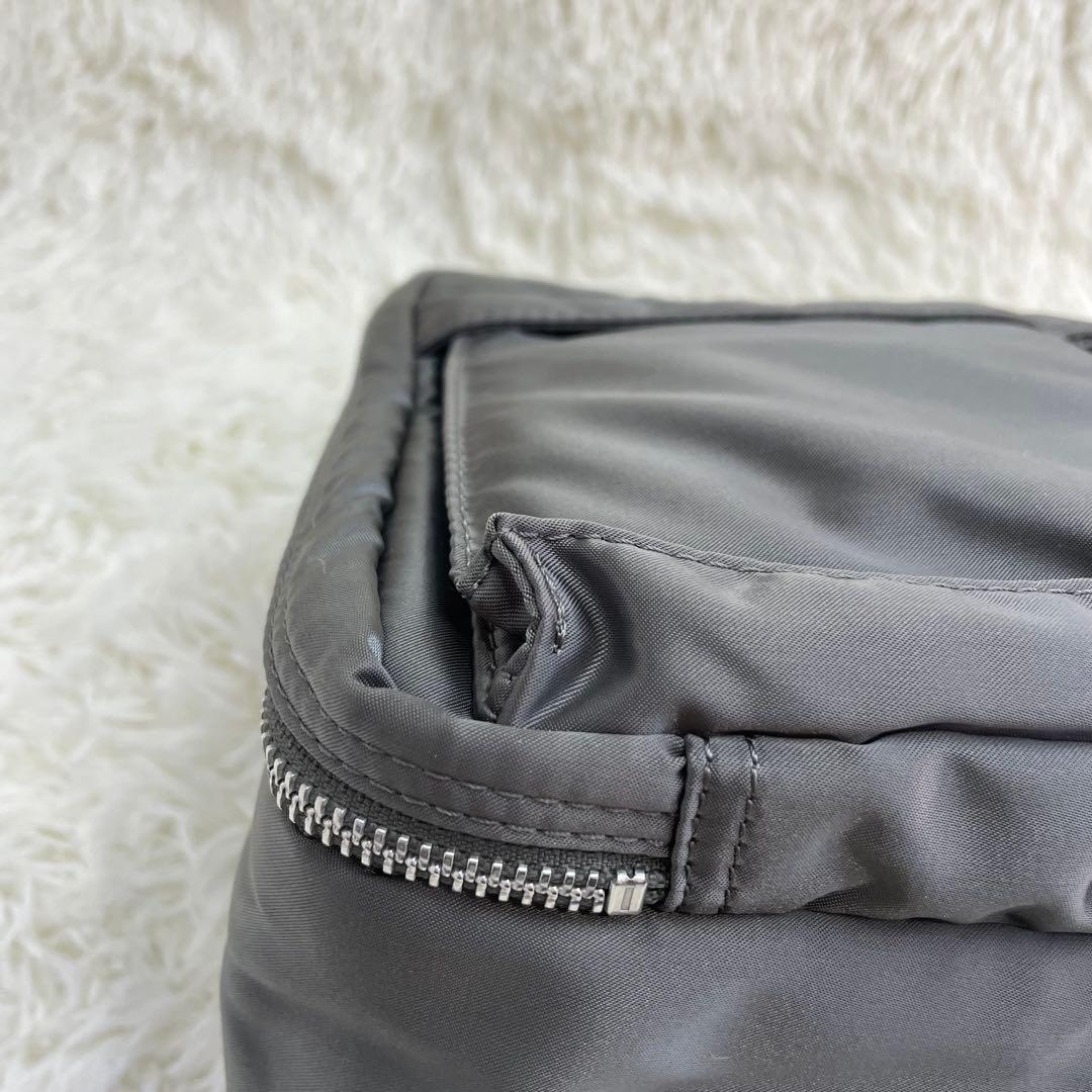 極美品】ポーター タンカー ショルダーバッグ ダブルジップ シルバー