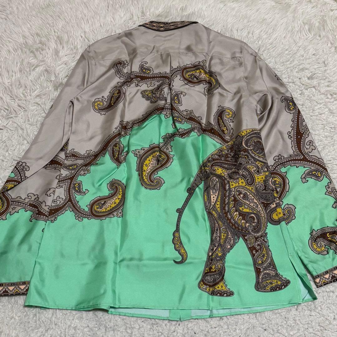 未使用タグ付きLサイズ相当 エトロ シルク100% ペイズリー総柄