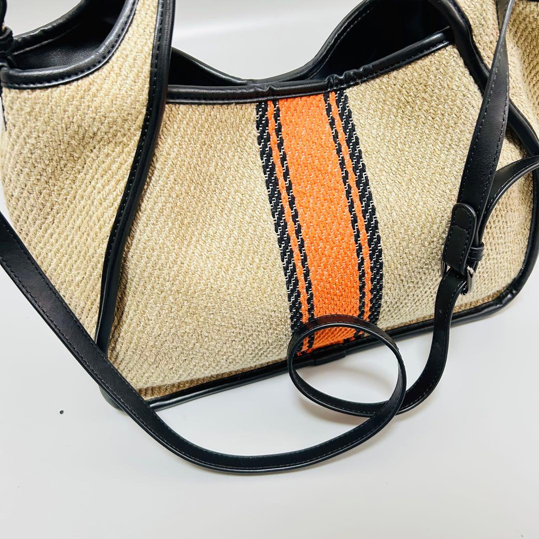 STELLAMcCARTNEY リネン×レザー2WAY ハンドバッグ ベージュ系 Stella