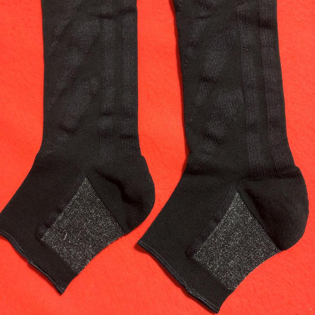 ムクミキュアリンパマッサージソックスオープントゥタイプ黒：S～M