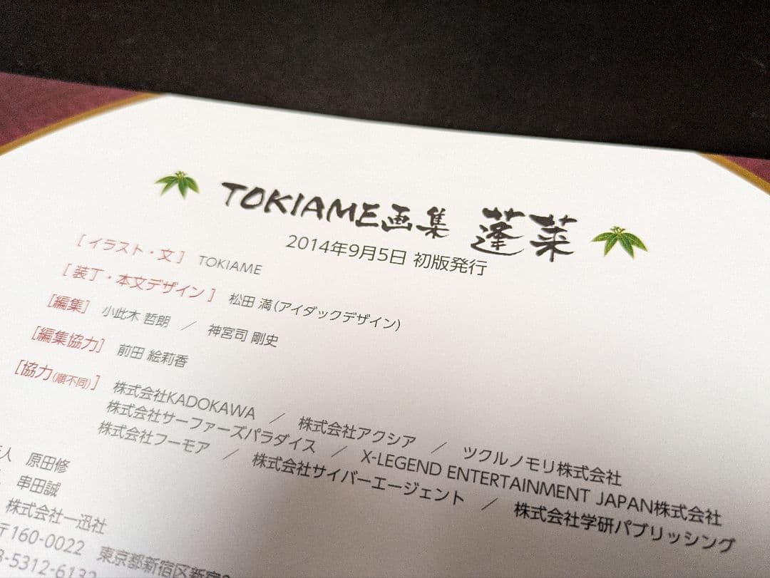 限定カバー付き　蓬莱 : TOKIAME画集