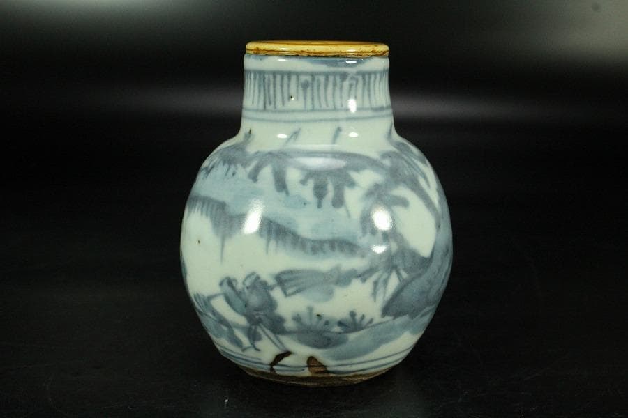 中国美術 古染付 祥瑞 茶入 明時代 唐物 鹿角蓋 茶道具伝来(K-XA856