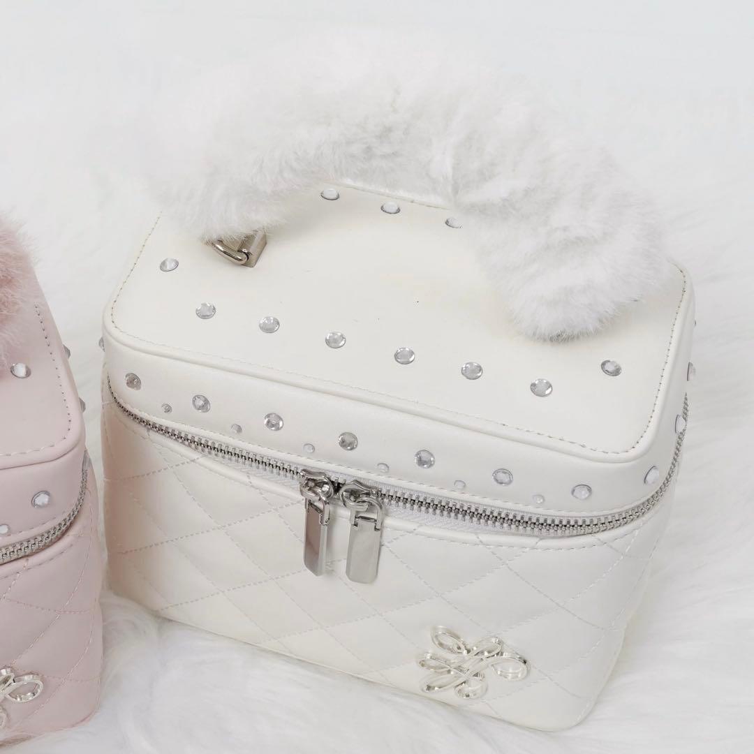 Lumignon ルミニョン ファー付きバニティバッグ 白 ホワイト - メルカリ